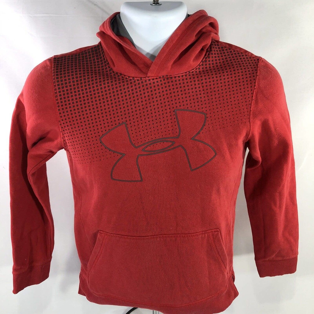 Under Armour Threadborne Hoodie Size Youth Medium Red Hooded Sweatshirt Pullover